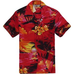 imageBoy Hawaiian Shirt or Cabana Set in Red SunsetRed Sunset