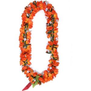 imageHawaiian Luau Party Kapiolani Tuberose Artificial Fabric Flower Lei inOrange
