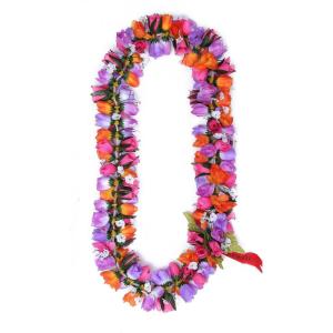 imageHawaiian Luau Party Kapiolani Tuberose Artificial Fabric Flower Lei inPink Purple