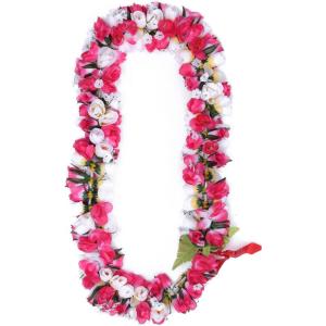 imageHawaiian Luau Party Kapiolani Tuberose Artificial Fabric Flower Lei inPink White
