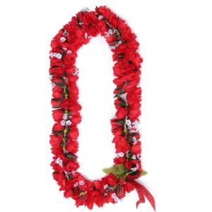 imageHawaiian Luau Party Kapiolani Tuberose Artificial Fabric Flower Lei inRed