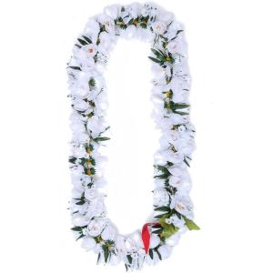 imageHawaiian Luau Party Kapiolani Tuberose Artificial Fabric Flower Lei inWhite