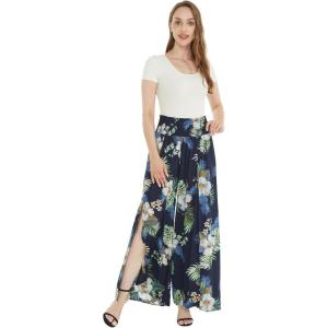 imageLady High Slit Wide Leg Pants in Pineapple GardenPineapple Garden Navy
