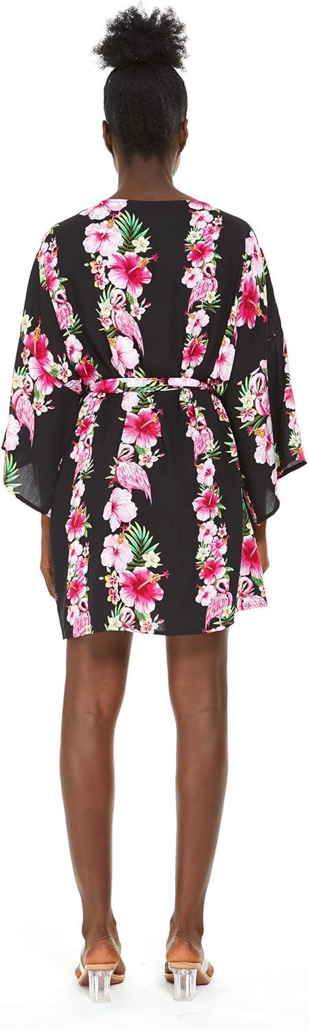imageMatchable Couple Hawaiian Luau Shirt or Kimono in Pink Black Hibiscus VineMen Pink Black Hibiscus Vine