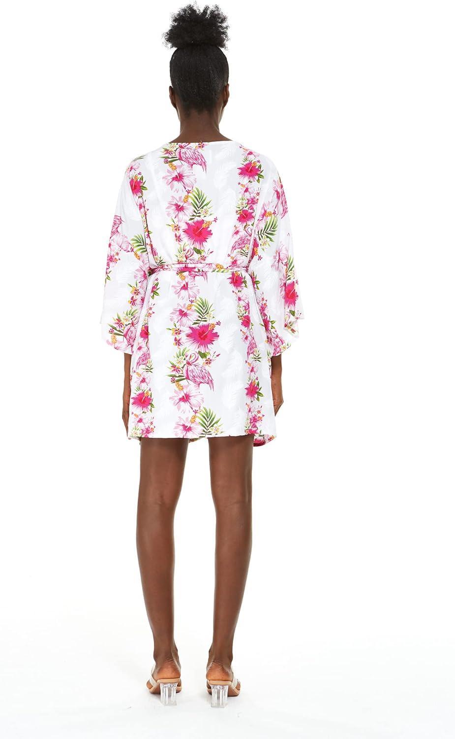 imageMatchable Couple Hawaiian Luau Shirt or Kimono in Pink Black Hibiscus VineWomen Pink White Hibiscus Vine