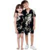 imageMatching Hawaiian Luau Sibling Boy Girl Romper Jumpsuit Aloha Shirt in Pineapple Garden BlackBoy Pineapple Garden Black