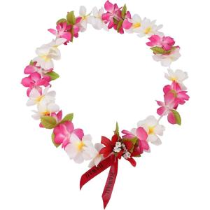 imageHawaii Luau Party Artificial Fabric Princess Plumeria LeiPink and White