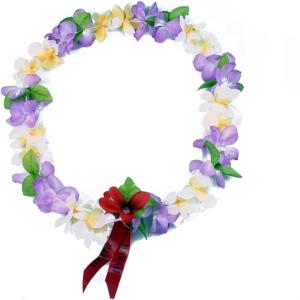 imageHawaii Luau Party Artificial Fabric Princess Plumeria LeiPurple White