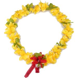 imageHawaii Luau Party Artificial Fabric Princess Plumeria LeiYellow With White Edge