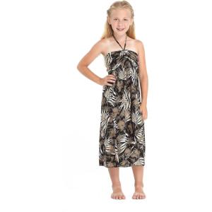 imageGirl Hawaiian Halter Dress in Palm LeafLeaf Black