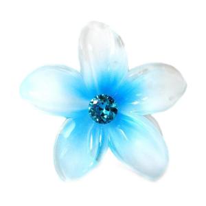 imageHawaii Luau Party Dance Performance Plastic Pastel Plumeria Flower with Center Stone hair claw clips in PinkBlue