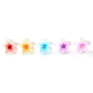 imageHawaii Luau Party Dance Performance Plastic Pastel Plumeria Flower with Center Stone hair claw clips in PinkMixed