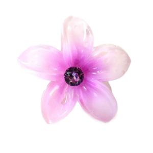 imageHawaii Luau Party Dance Performance Plastic Pastel Plumeria Flower with Center Stone hair claw clips in PinkPurple