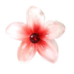 imageHawaii Luau Party Dance Performance Plastic Pastel Plumeria Flower with Center Stone hair claw clips in PinkRed