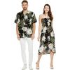 imageCouple Matching Hawaiian Luau Party Outfit Set Shirt Dress in Cream RafelsiaWispy Cereus Black