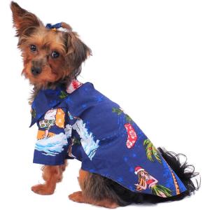 imageHawaiian Matching Pattern Dog Aloha Shirt in Christmas Santa in Hawaii Turquoise Size XLargeChristmas Santa in Hawaii Navy