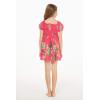 imageGirl Hawaiian Short Sleeve Elastic Layer Ruffle Dress in Pretty Tropical Hot PinkPretty Tropical Hot Pink