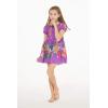 imageGirl Hawaiian Short Sleeve Elastic Layer Ruffle Dress in Pretty Tropical Hot PinkPretty Tropical Purple