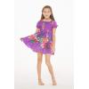 imageGirl Hawaiian Short Sleeve Elastic Layer Ruffle Dress in Pretty Tropical Hot PinkPretty Tropical Purple