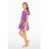 imageGirl Hawaiian Short Sleeve Elastic Layer Ruffle Dress in Pretty Tropical Hot PinkPretty Tropical Purple