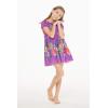 imageGirl Hawaiian Short Sleeve Elastic Layer Ruffle Dress in Pretty Tropical Hot PinkPretty Tropical Purple