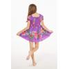 imageGirl Hawaiian Short Sleeve Elastic Layer Ruffle Dress in Pretty Tropical Hot PinkPretty Tropical Purple