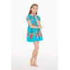 imageGirl Hawaiian Short Sleeve Elastic Layer Ruffle Dress in Pretty Tropical Hot PinkPretty Tropical Turquoise