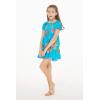 imageGirl Hawaiian Short Sleeve Elastic Layer Ruffle Dress in Pretty Tropical Hot PinkPretty Tropical Turquoise