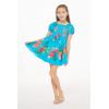 imageGirl Hawaiian Short Sleeve Elastic Layer Ruffle Dress in Pretty Tropical Hot PinkPretty Tropical Turquoise