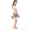 imageGirl Hawaiian Short Sleeve Elastic Layer Ruffle Dress in Pretty Tropical Hot PinkPretty Tropical White