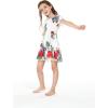 imageGirl Hawaiian Short Sleeve Elastic Layer Ruffle Dress in Pretty Tropical Hot PinkPretty Tropical White