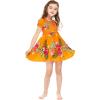 imageGirl Hawaiian Short Sleeve Elastic Layer Ruffle Dress in Pretty Tropical Hot PinkPretty Tropical Orange