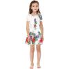 imageGirl Hawaiian Short Sleeve Elastic Layer Ruffle Dress in Pretty Tropical Hot PinkPretty Tropical White
