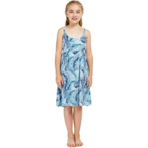 imageGirl Hawaiian Classic Empire Dress with Elastic Strap in Day Dream BloomSimply Blue Leaves