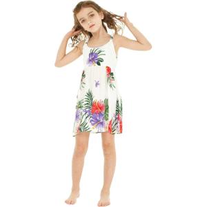imageGirl Hawaiian Classic Empire Dress with Elastic Strap in Pretty Tropical Hot PinkPretty Tropical White