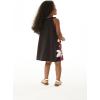 imageGirl Hawaiian Round Neck Shift Dress in Tropical PatternsWatercolor Orchid Black Pink