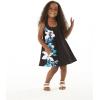 imageGirl Hawaiian Round Neck Shift Dress in Tropical PatternsWatercolor Orchid Black Turquoise
