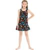 imageGirl Hawaiian Round Neck Shift Dress in Orchid ParadiseFlamingo Party Black