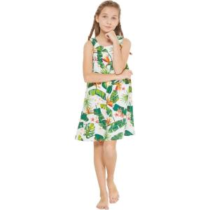 imageGirl Hawaiian Round Neck Shift Dress in Orchid ParadiseBird of Paradise