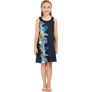 imageGirl Hawaiian Round Neck Shift Dress in Orchid ParadiseOrchid Paradise Navy