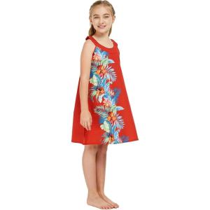 imageGirl Hawaiian Round Neck Shift Dress in Orchid ParadiseOrchid Paradise Red