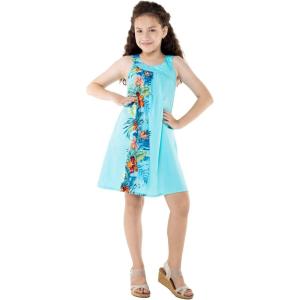 imageGirl Hawaiian Round Neck Shift Dress in Orchid ParadiseOrchid Paradise Turquoise