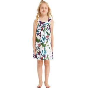 imageGirl Hawaiian Round Neck Shift Dress in Tropical PatternsPurple Orchid