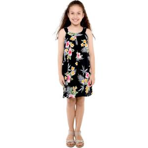 imageGirl Hawaiian Tank Round Neck Dress in HibiscusHibiscus Black