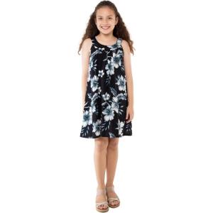 imageGirl Hawaiian Tank Round Neck Dress in HibiscusMidnight Bloom