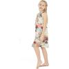 imageGirl Hawaiian Round Neck with Ruffle Dress in Blue LeafNeon Sunset