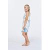imageGirl Hawaiian Round Neck with Ruffle Dress in Blue LeafSandy Beach
