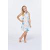 imageGirl Hawaiian Round Neck with Ruffle Dress in Blue LeafSandy Beach