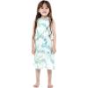 imageGirl Hawaiian Round Neck with Ruffle Dress in Pineapple GardenOrchid Breeze White