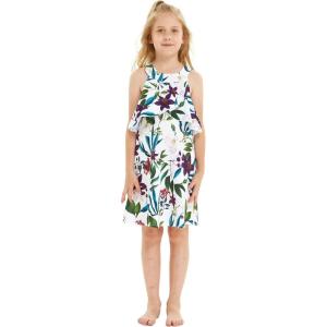 imageGirl Hawaiian Round Neck with Ruffle Dress in Digital PrintPurple Orchid